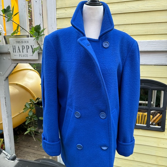 London Fog Maincoats Royal Blue Wool Vintage Coat - Picture 1 of 8